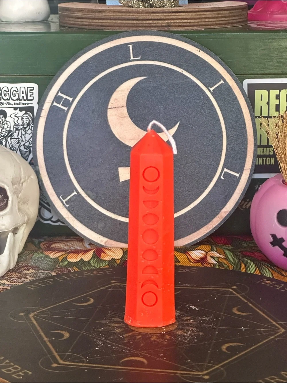 Orange Moon Phase Tower Candle